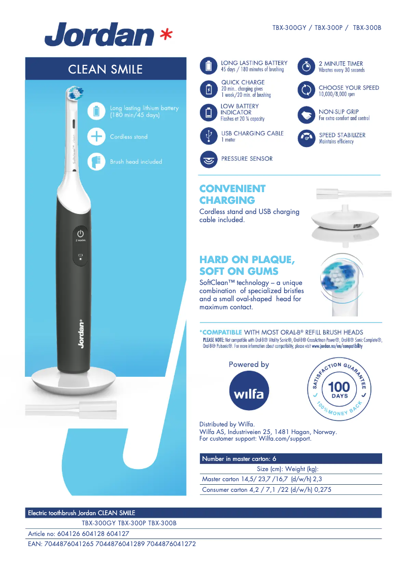 Image de la première page du manuel de l'appareil Jordan Clean Smile Plus TBX-300GY