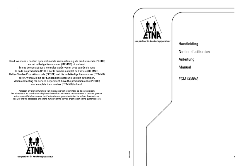 Page 1 de la notice Manuel utilisateur Etna ECM133RVS
