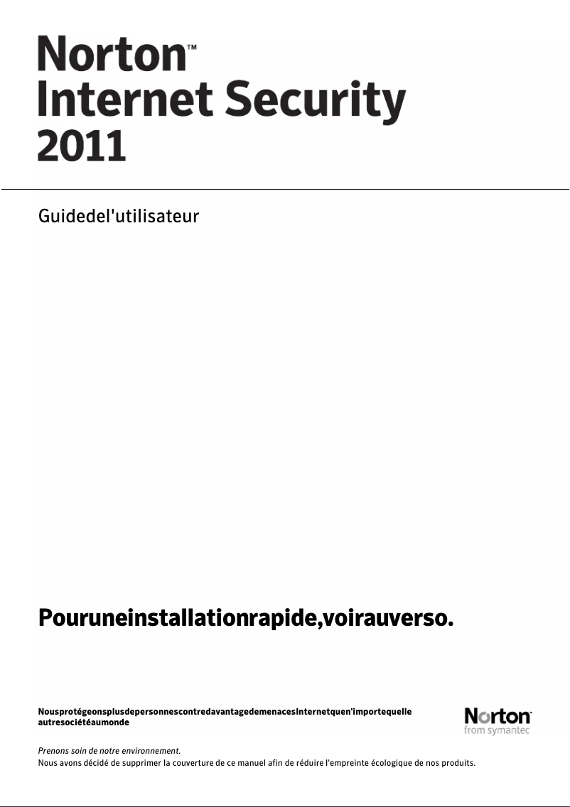 Page 1 de la notice Manuel utilisateur Symantec Norton Internet Security 2011