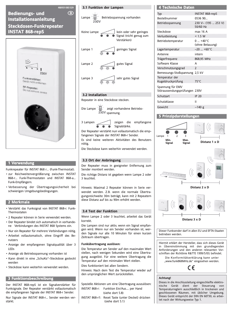 Image de la première page du manuel de l'appareil INSTAT 868-repS