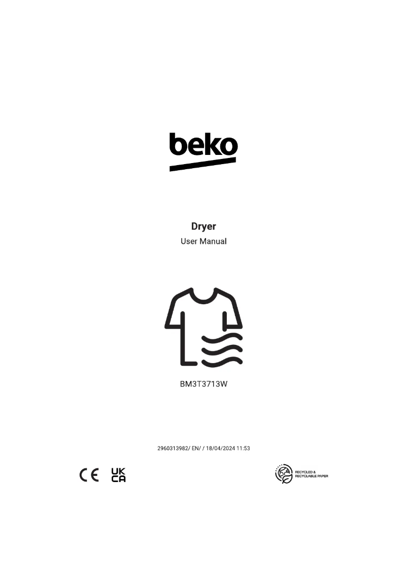 Page 1 de la notice Manuel utilisateur Beko BM3T3713W