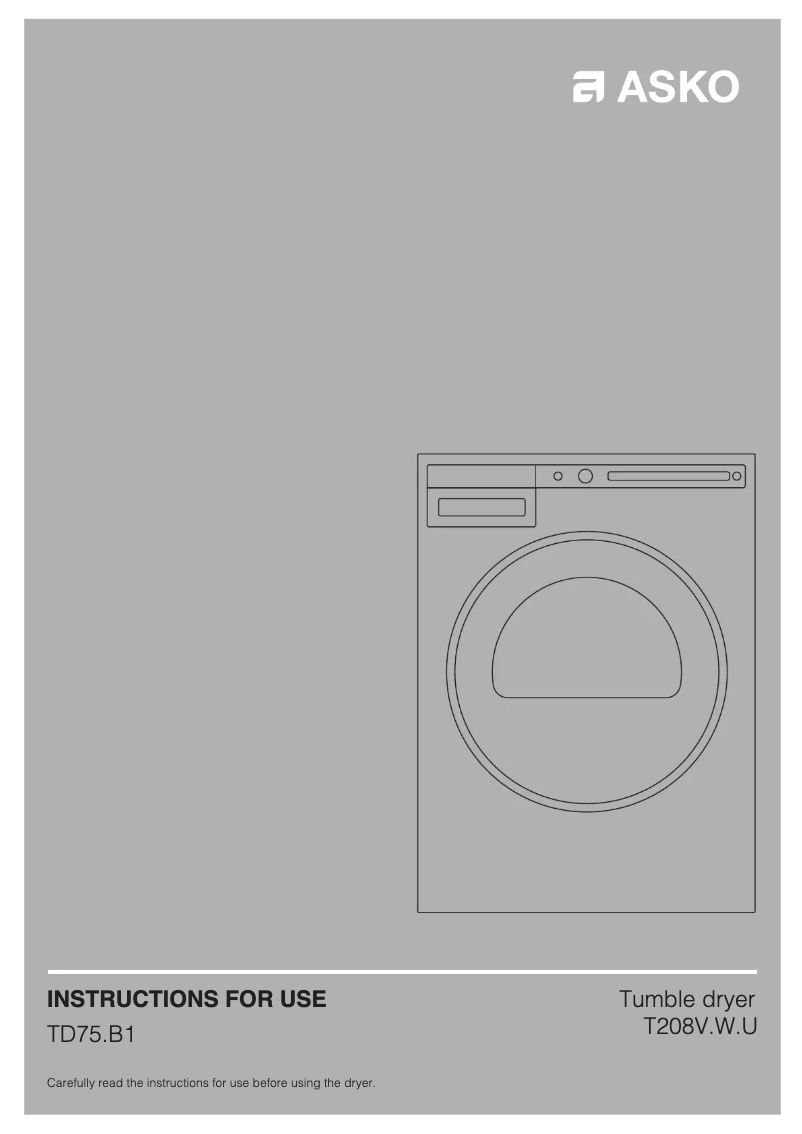 Page n°1 - Manuel utilisateur Asko T208V.W