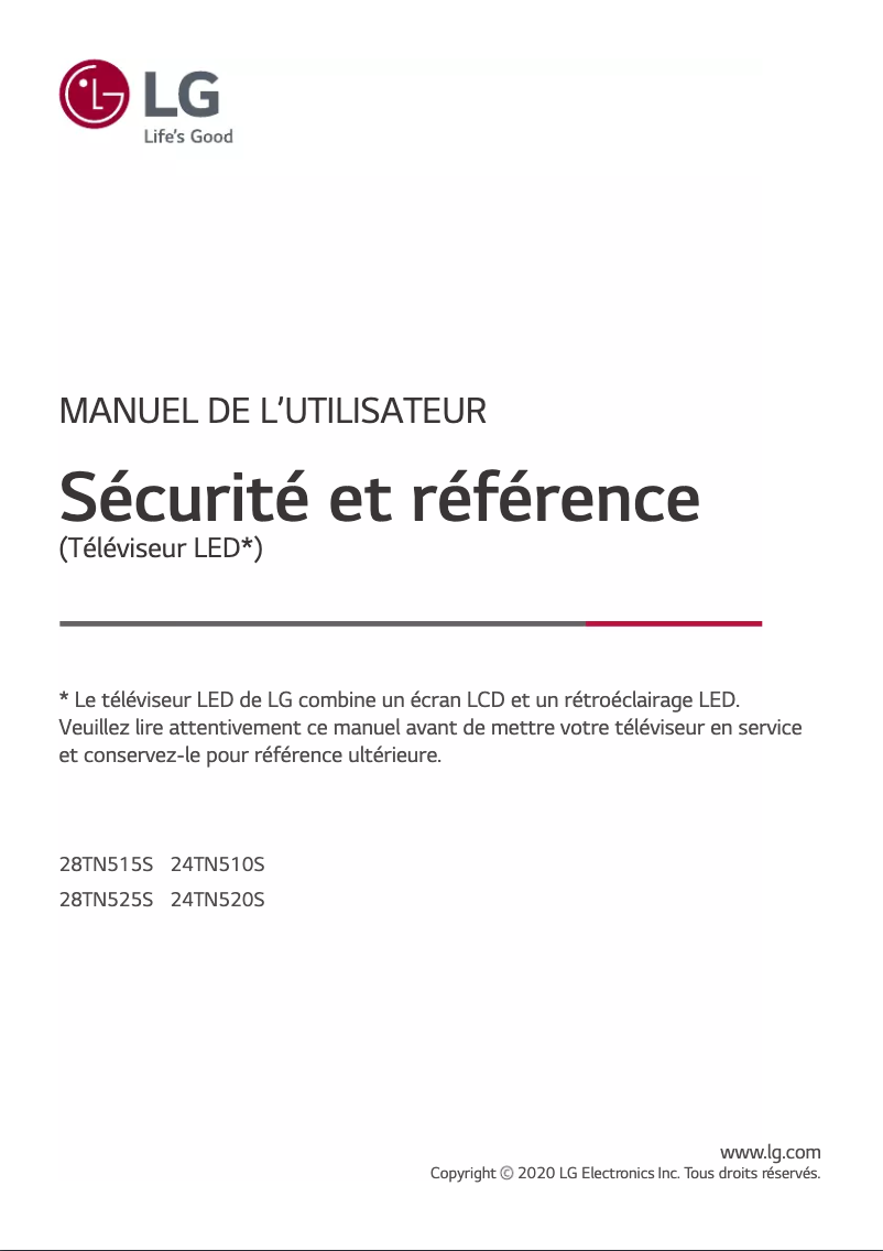 Page 1 de la notice Manuel utilisateur LG 24TN520S
