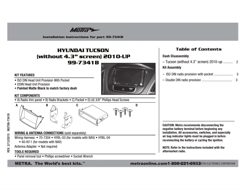Page n°1 - Mode d'emploi Metra 99-7341B
