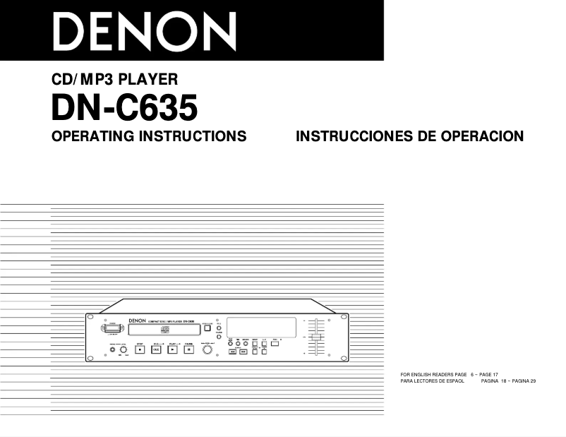 Page 1 de la notice Manuel utilisateur Denon DN-C635