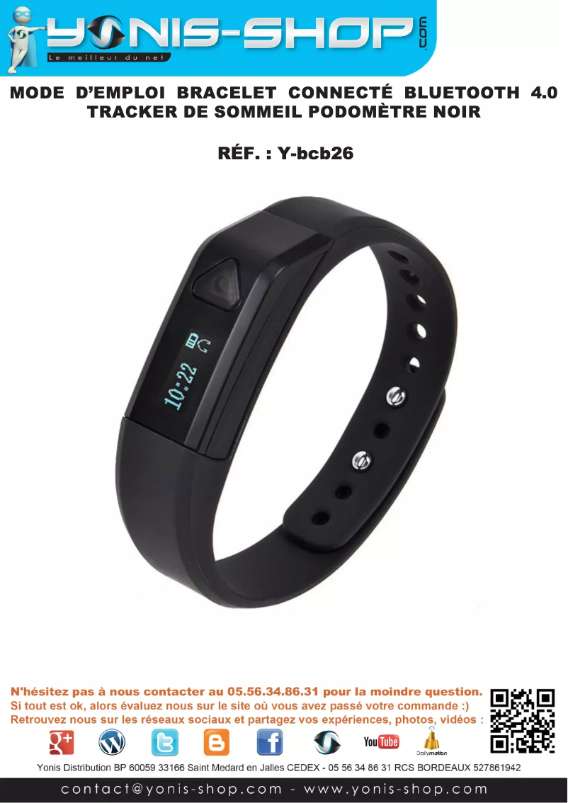 Page 1 de la notice Manuel utilisateur Yonis Y-BCB26