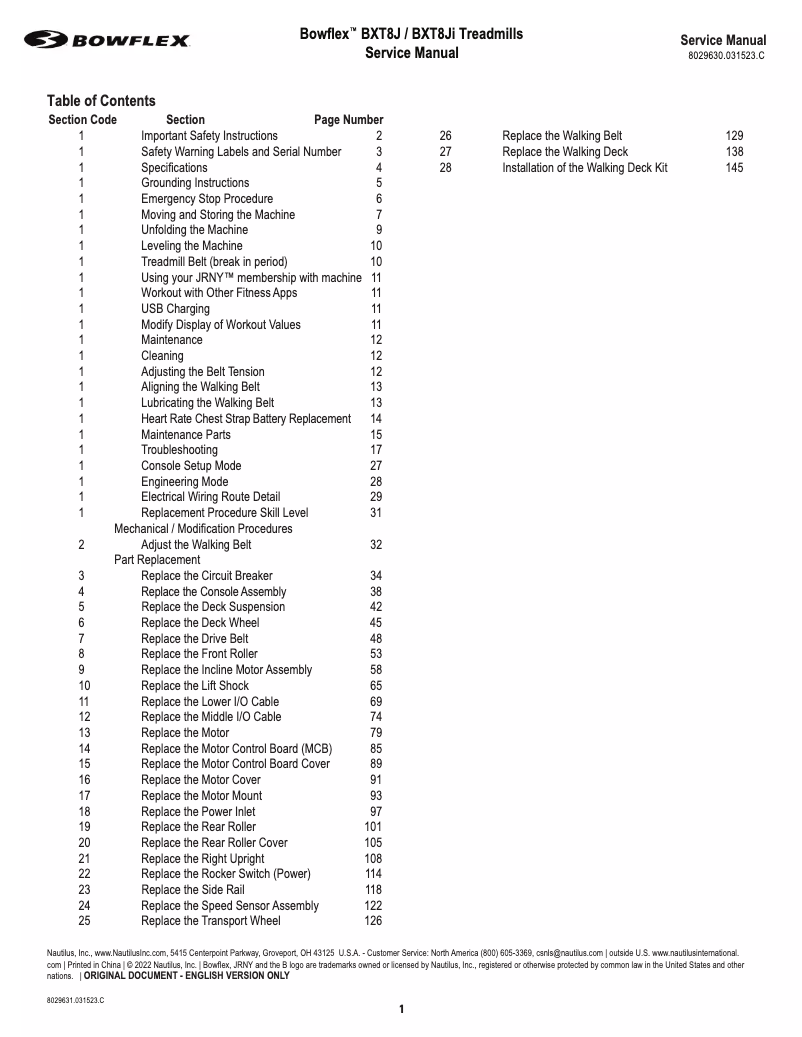 Image de la première page du manuel de l'appareil BXT8Ji