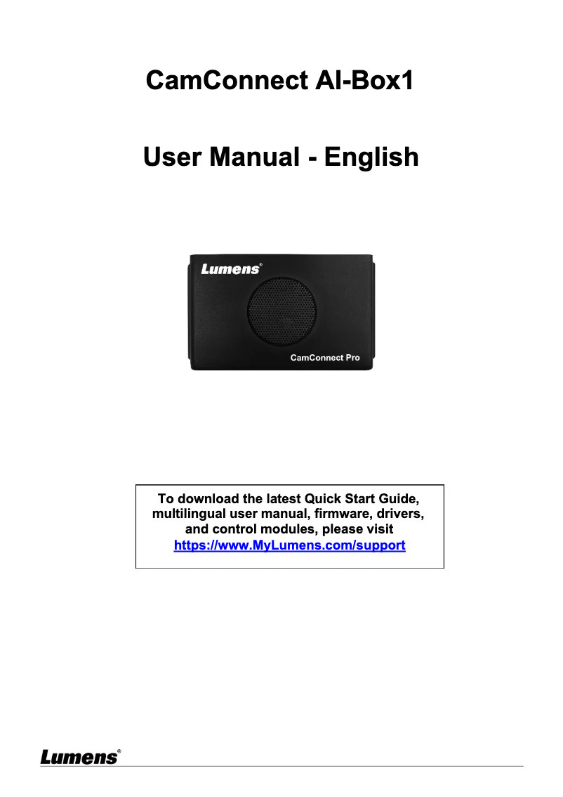 Page n°1 - Manuel utilisateur Lumens CamConnect Pro