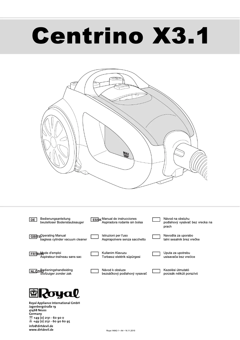 Page n°1 - Manuel utilisateur Dirt Devil M2012 Centrino X3.1