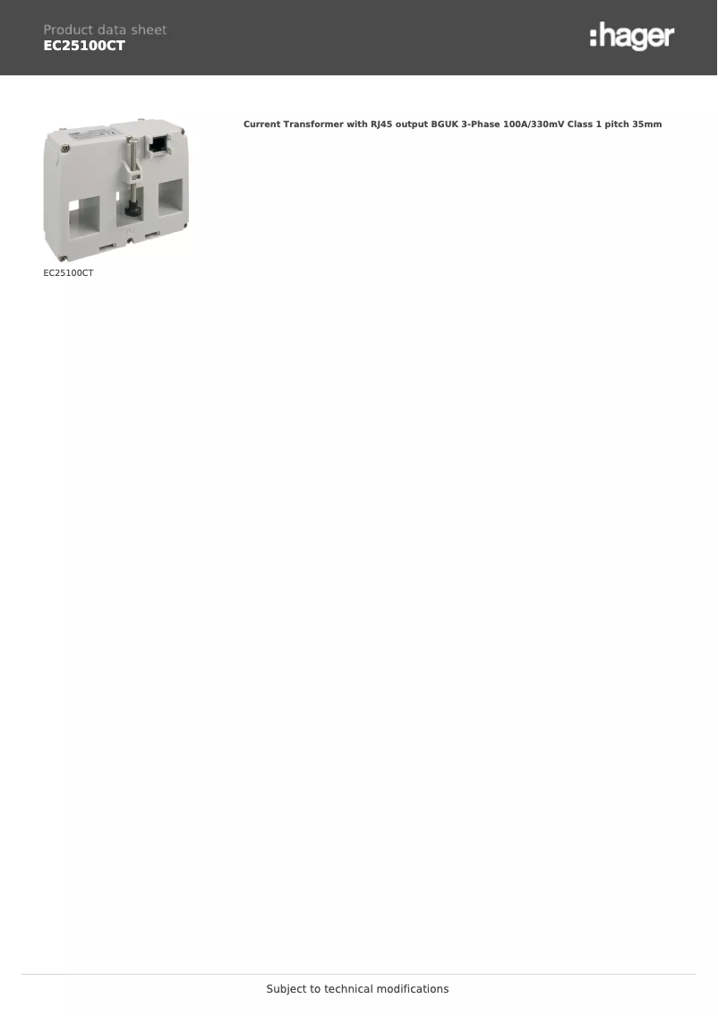 Page 1 de la notice Manuel utilisateur Hager EC25100CT