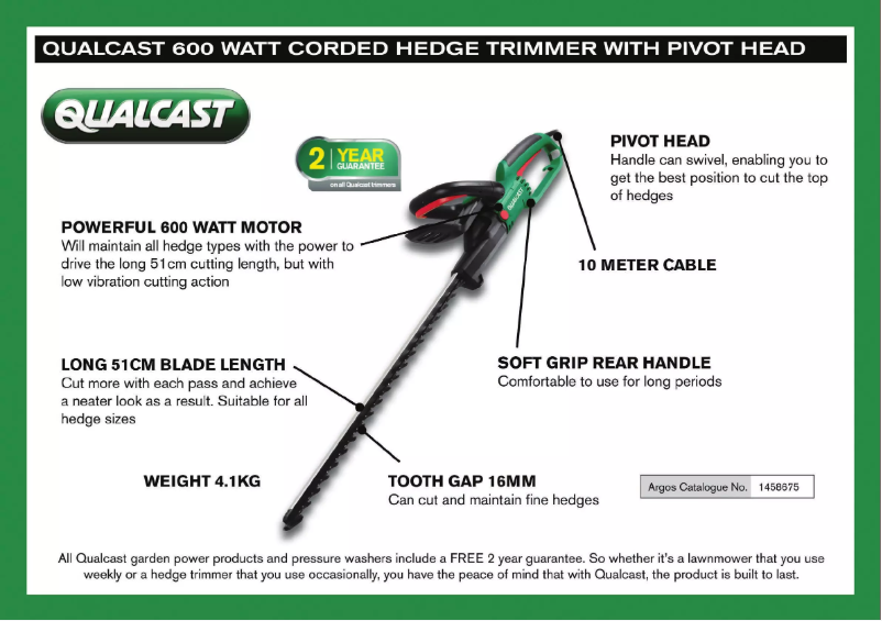 Page 1 de la notice Manuel utilisateur Qualcast GHT60OA1