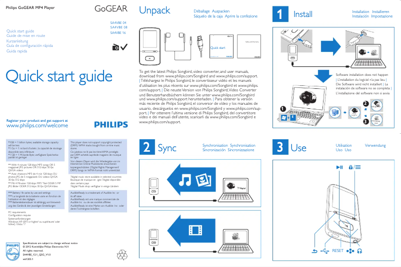 Página 1 del manual Manual de usuario Philips GoGear SA4VBE