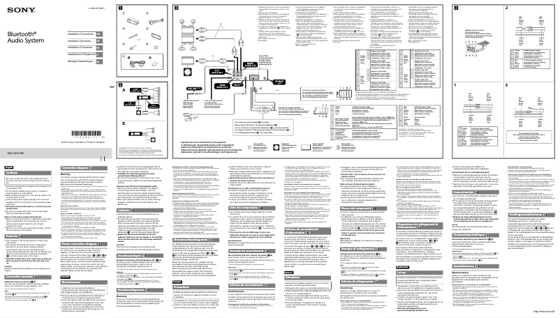 Page 1 de la notice Guide d'installation Sony MEX-N6001BD