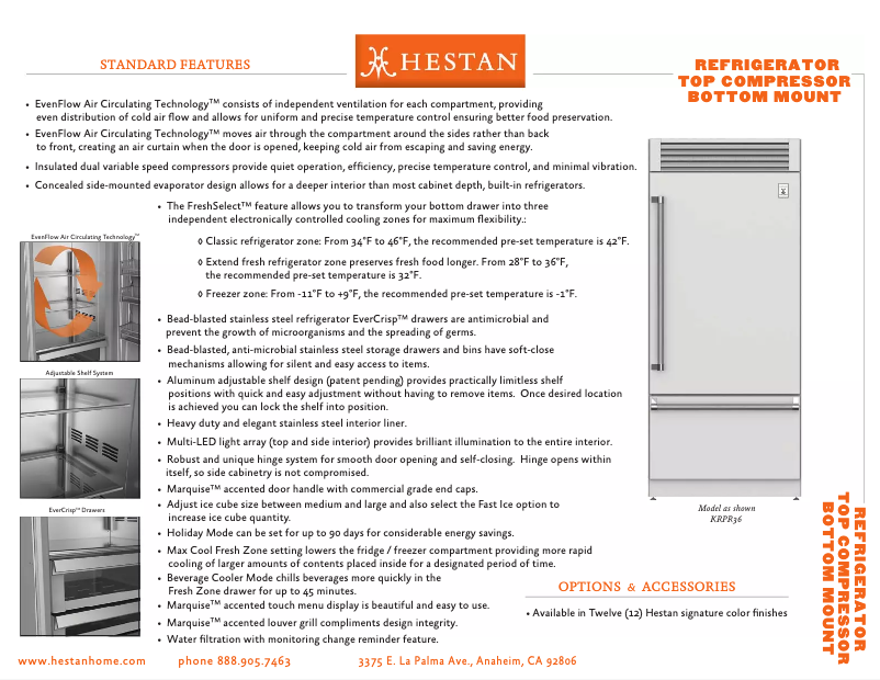 Page 1 de la notice Fiche technique Hestan KRPR36YW