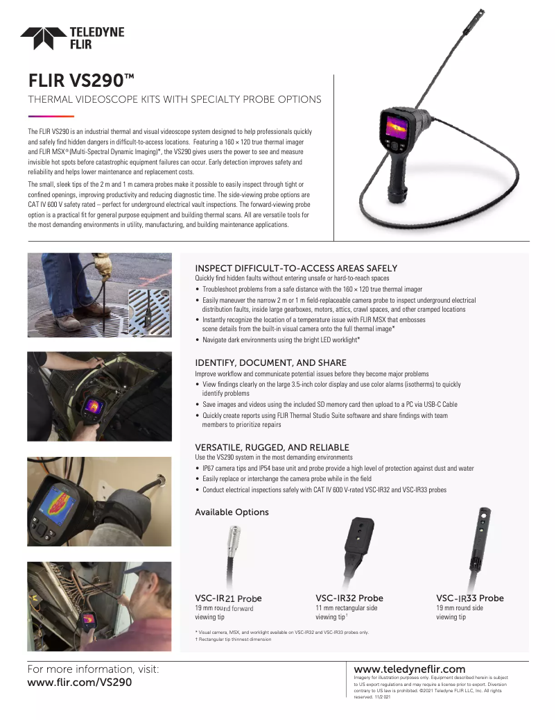 Page 1 de la notice Fiche technique FLIR VS290