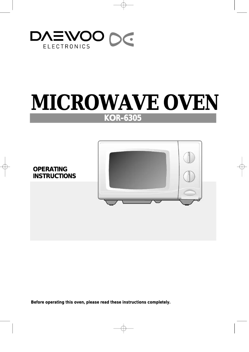 Page n°1 - Manuel utilisateur Daewoo KOR-6305