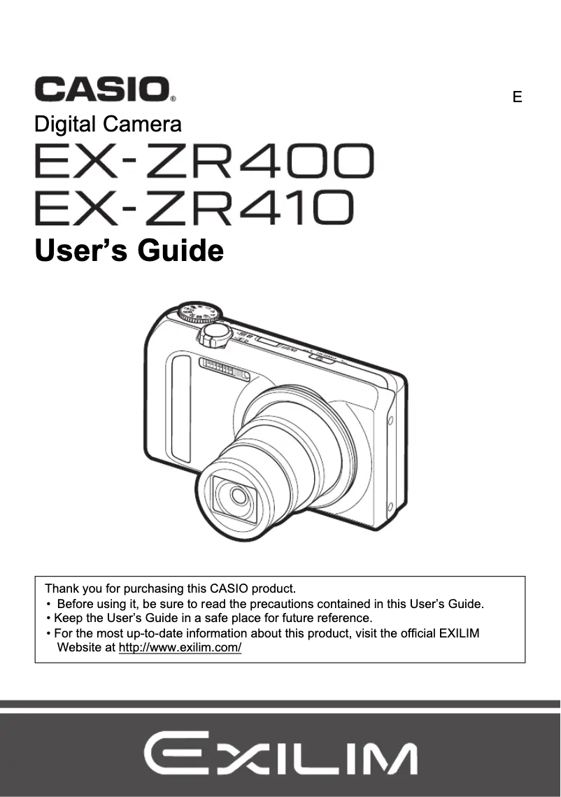Page n°1 - Manuel utilisateur Casio Exilim ZR 410