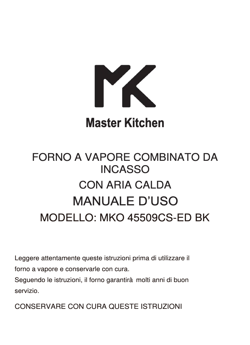 Page n°1 - Manuel utilisateur Master Kitchen MKO 45509CS-ED BK