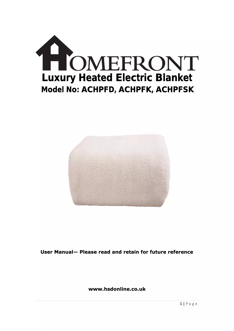 Page 1 de la notice Manuel utilisateur Homefront ACHPFK