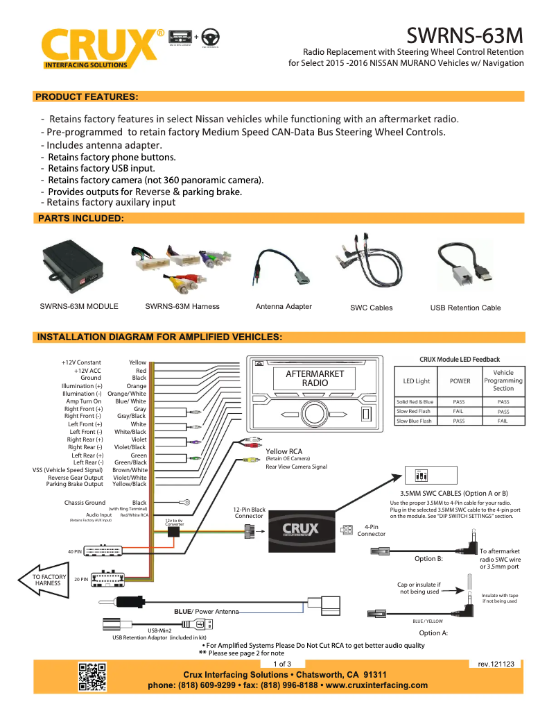 Page 1 de la notice Manuel utilisateur CRUX SWRNS-63M