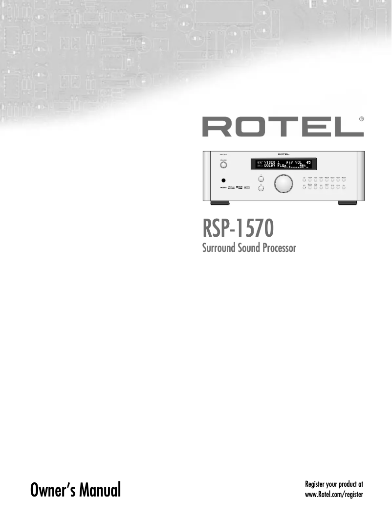 Page n°1 - Manuel utilisateur Rotel RSP-1570