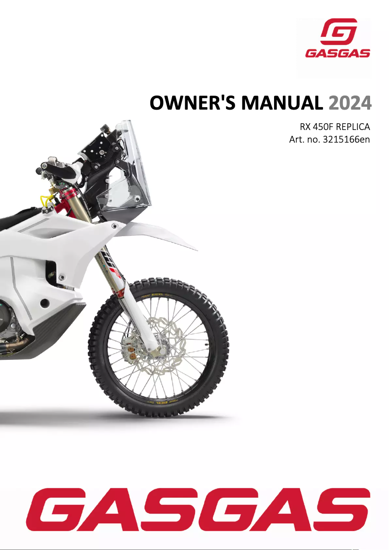Page n°1 - Manuel utilisateur GasGas RX 450F (2024)