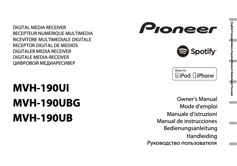 Page n°1 - Manuel utilisateur Pioneer MVH-190UBG