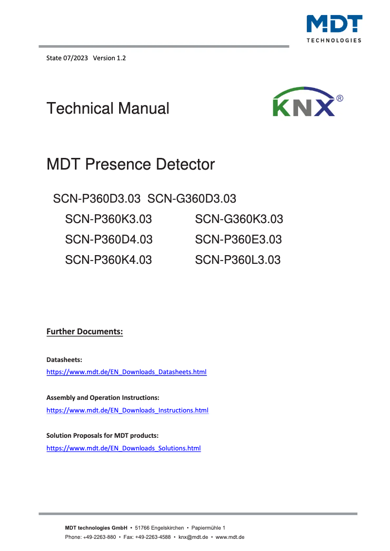 Page 1 de la notice Manuel utilisateur MDT SCN-P360L3.03