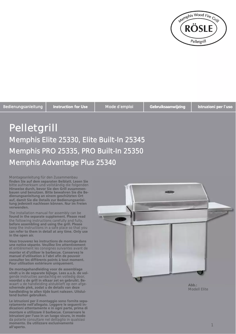 Image de la première page du manuel de l'appareil Memphis Advantage Plus