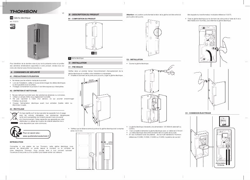 Page n°1 - Manuel utilisateur Thomson 512272