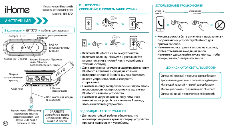 Página 1 del manual Manual de usuario iHome iBT370v2