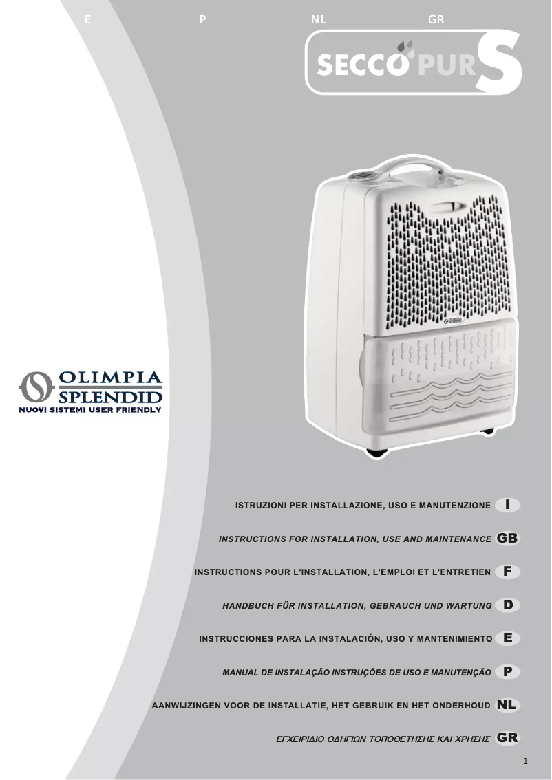 Página 1 del manual Manual de usuario Olimpia Splendid SeccoPur S