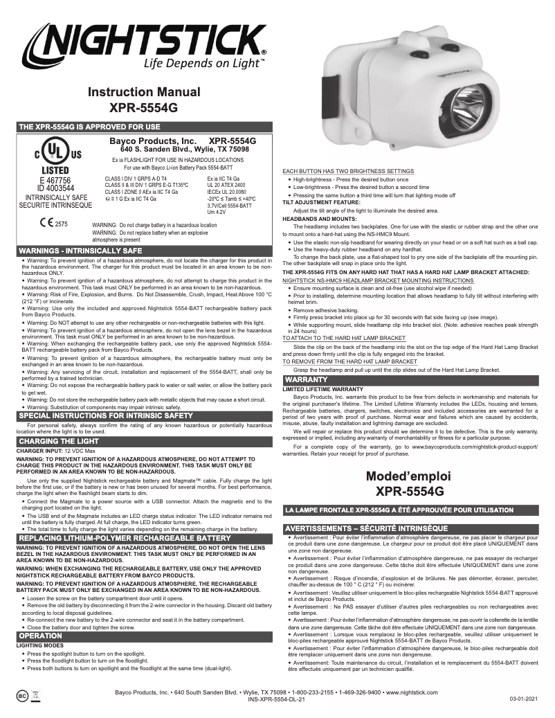 Imagen de la primera página del manual del dispositivo XPR-5554G