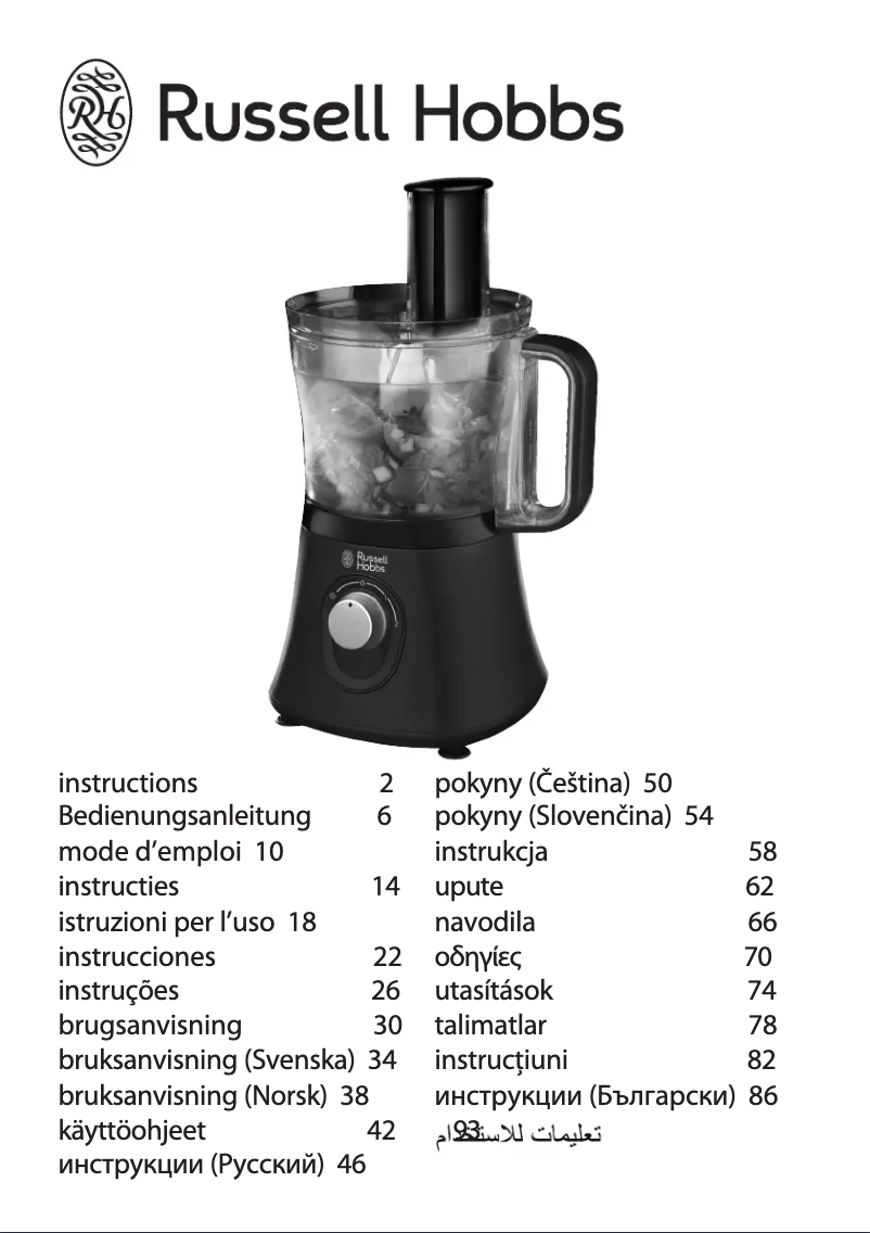 Page 1 de la notice Manuel utilisateur Russell Hobbs 19006