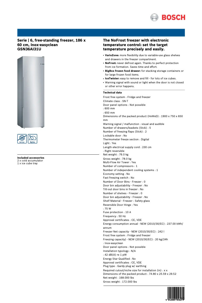 Página 1 del manual Manual de usuario Bosch GSN36AI31U