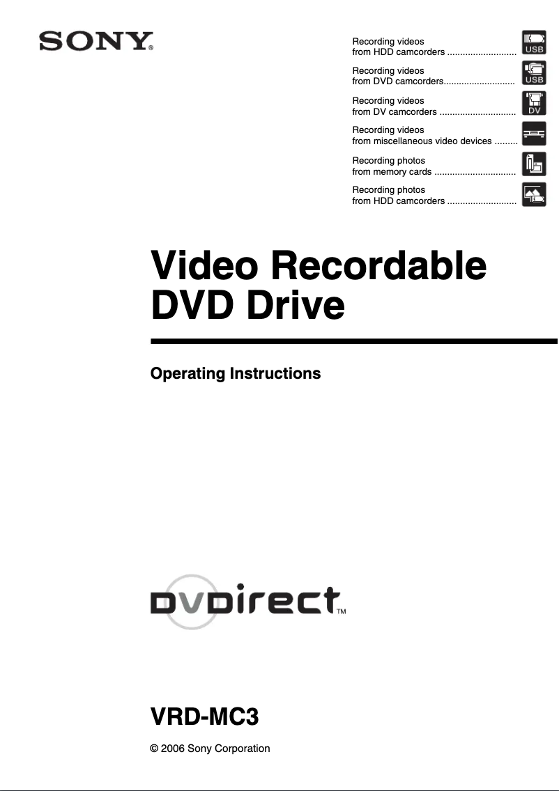 Página 1 del manual Manual de usuario Sony VRD-MC3