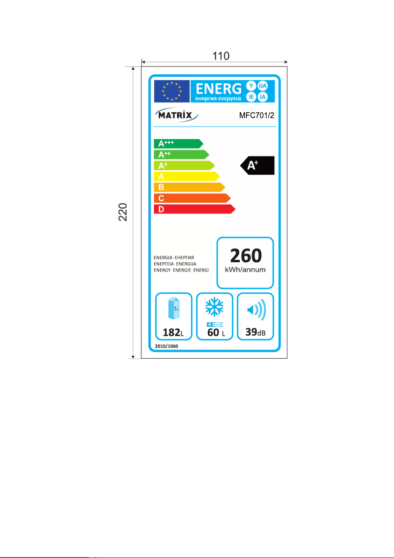 Página 1 del manual Etiqueta energética Matrix MFC701