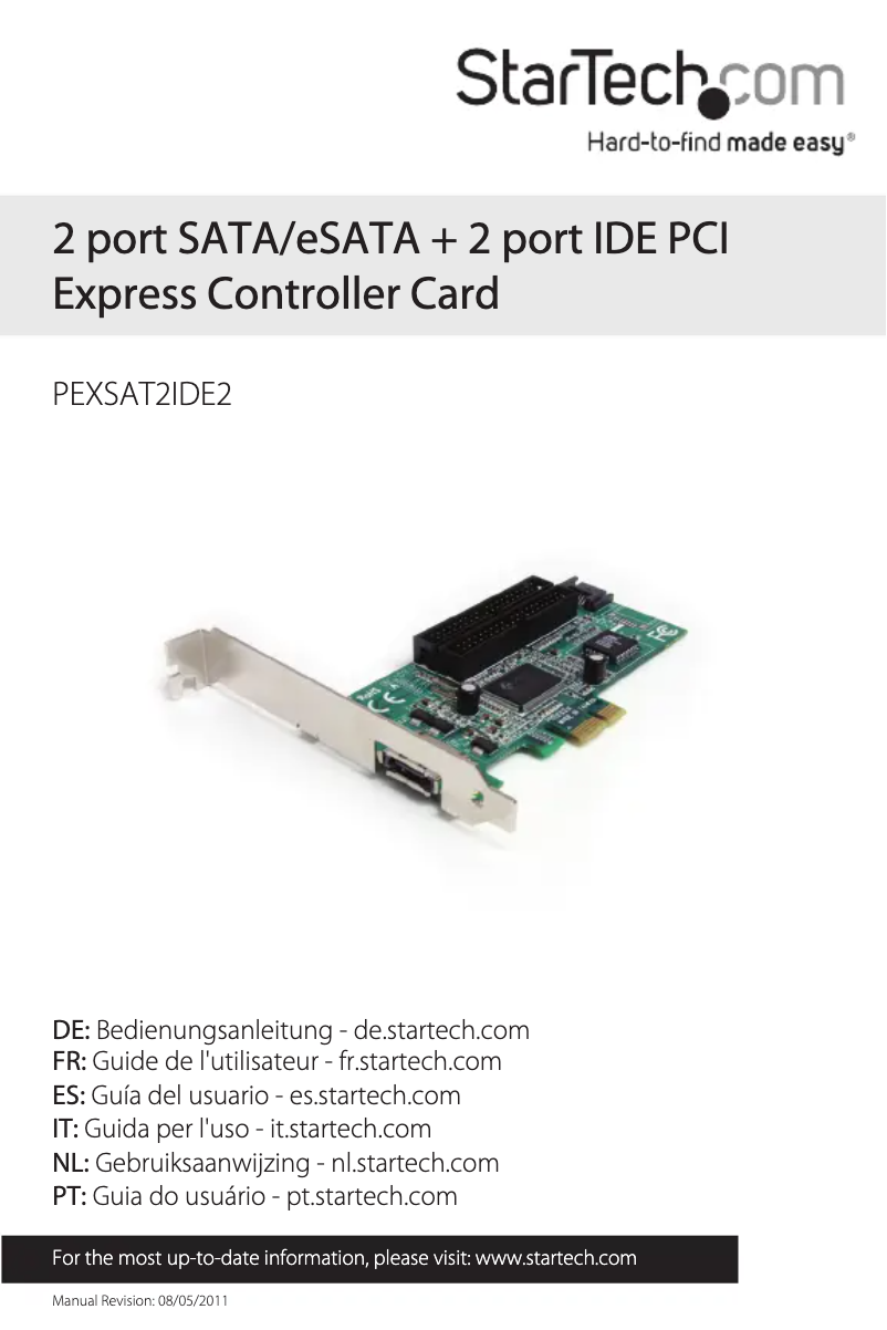 Page n°1 - Manuel utilisateur StarTech.com PEXSAT2IDE2