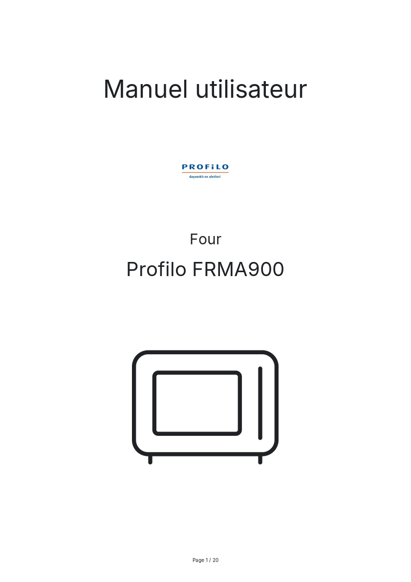 Page n°1 - Manuel utilisateur Profilo FRMA900