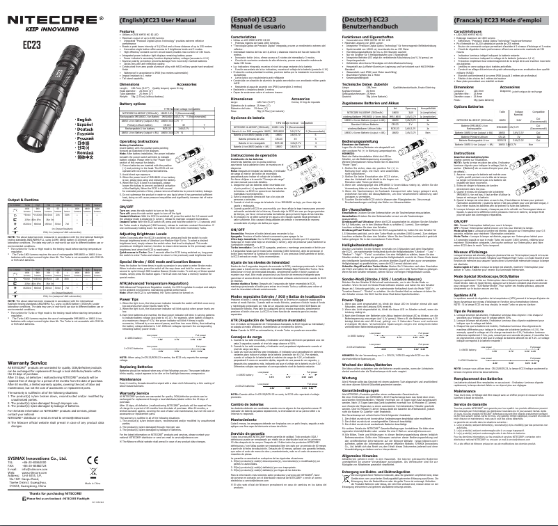 Image de la première page du manuel de l'appareil EC23