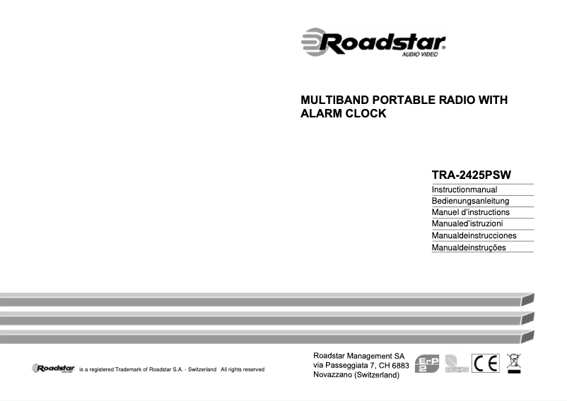 Page 1 de la notice Manuel utilisateur Roadstar TRA-2425PSW