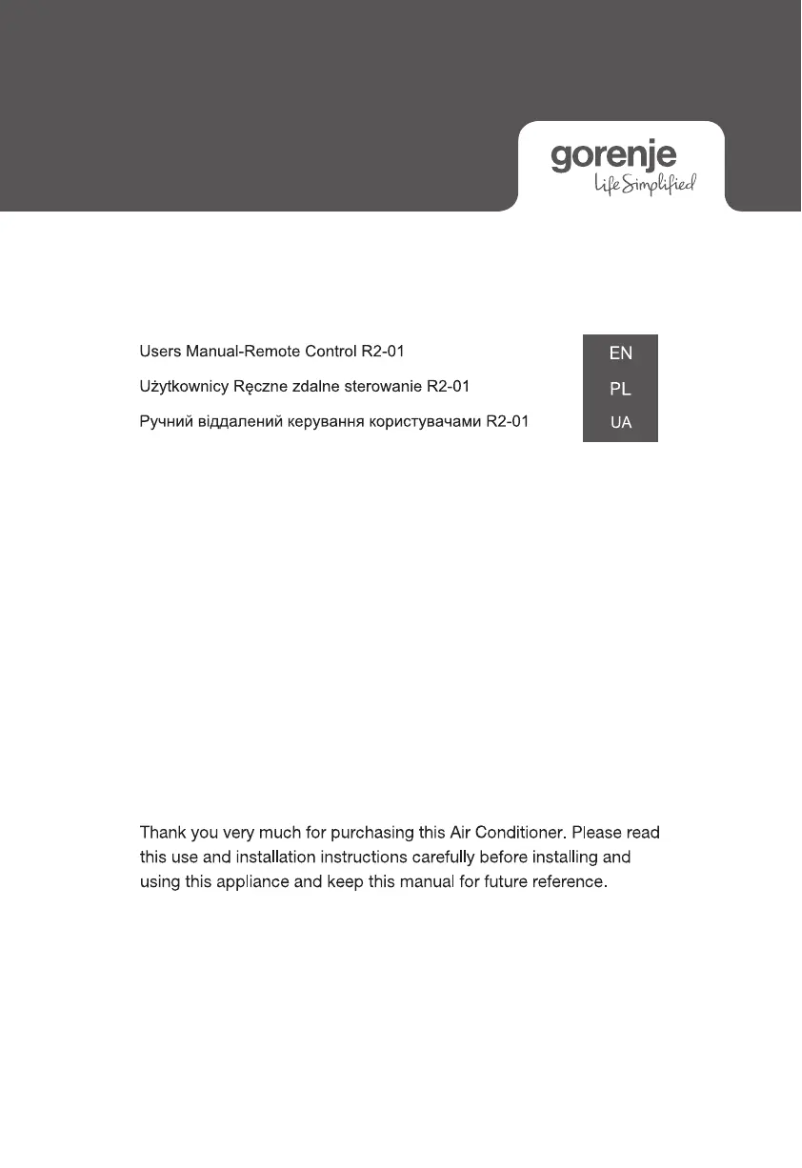 Page n°1 - Manuel utilisateur Gorenje REA70IN KC