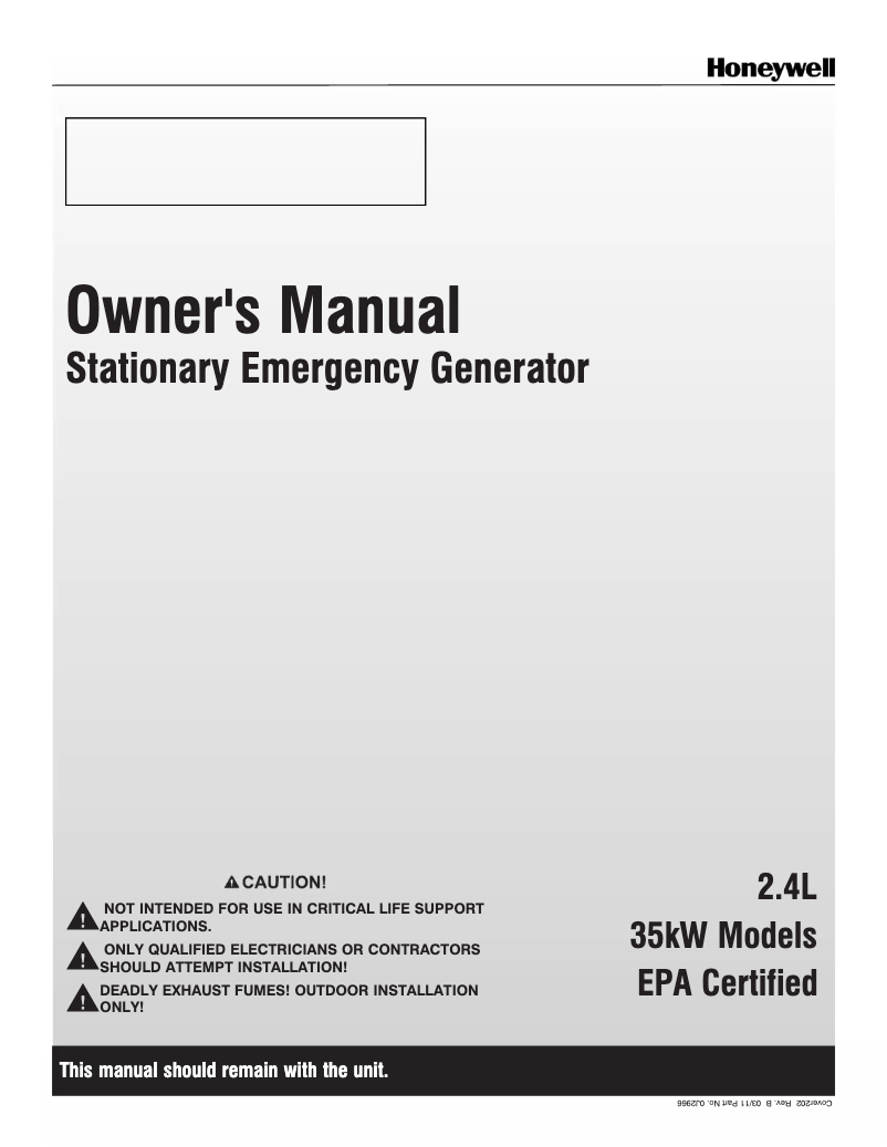 Page 1 de la notice Manuel utilisateur Honeywell HG03824