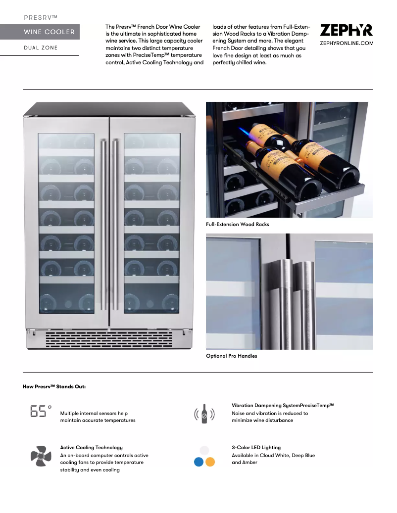 Page 1 de la notice Fiche technique Zephyr PRW24C32BG