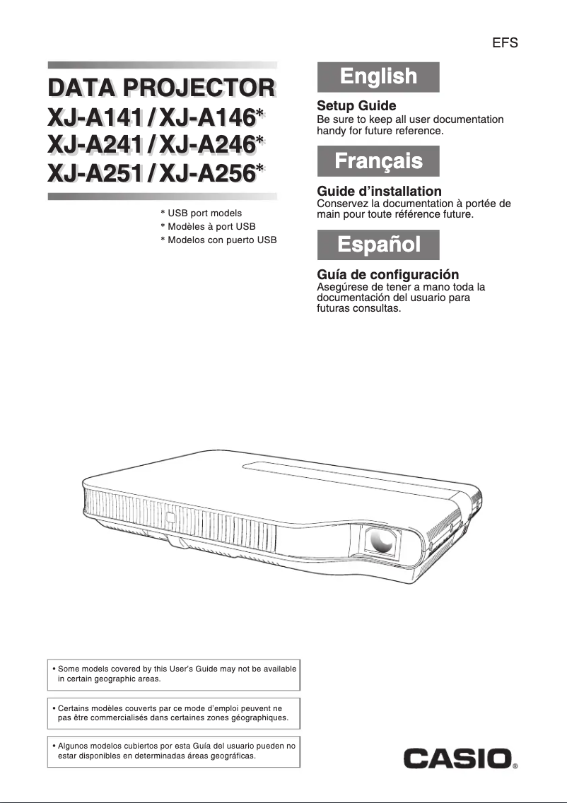 Page 1 de la notice Guide d'installation Casio XJ-A256