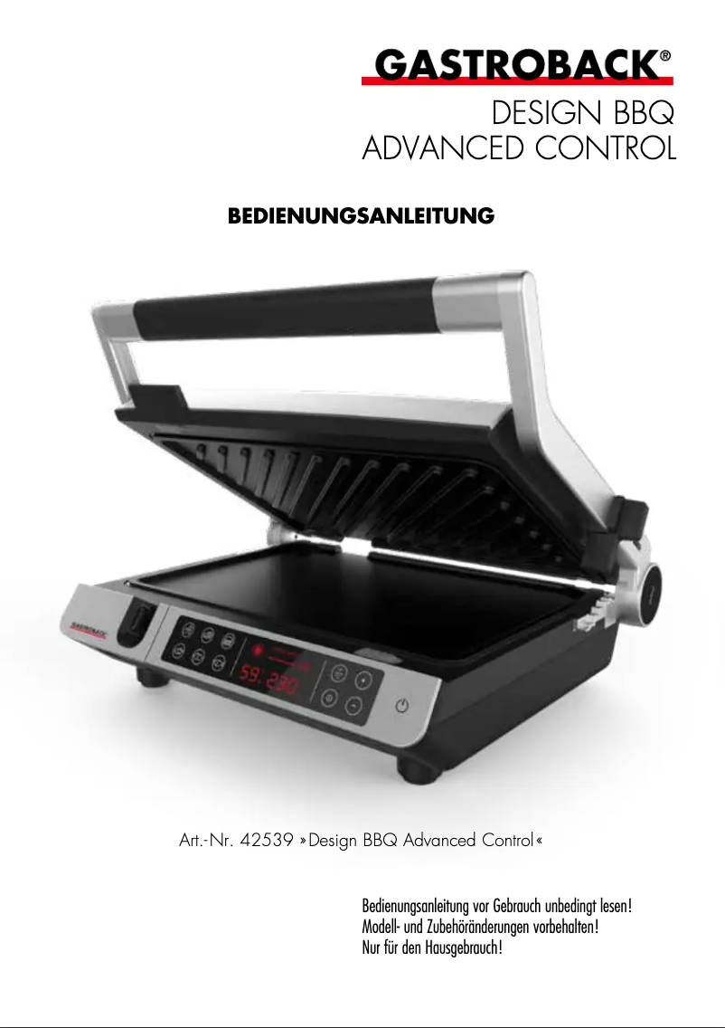 Image de la première page du manuel de l'appareil Design BBQ Advanced Control 42539
