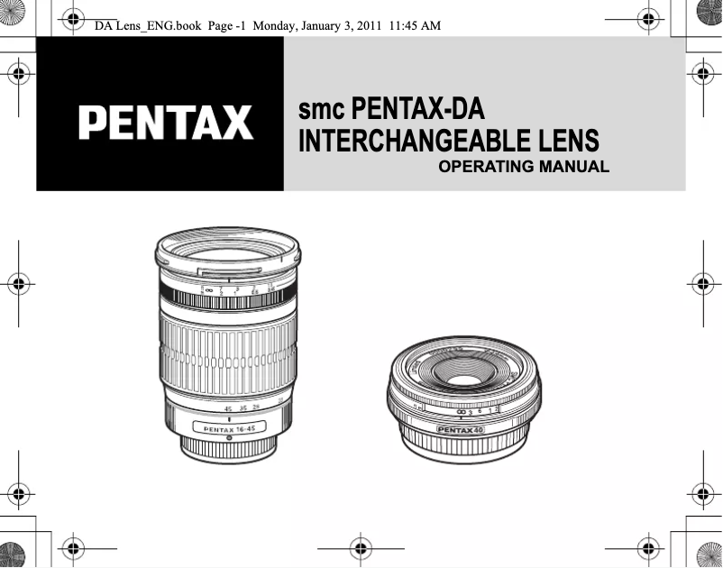 Page 1 de la notice Manuel utilisateur Pentax 55mm f/1.4