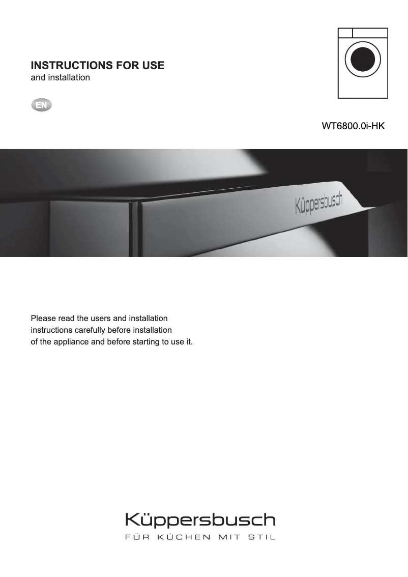 Image de la première page du manuel de l'appareil WT6800.0I