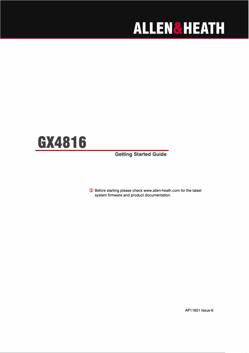 Page n°1 - Manuel utilisateur Allen & Heath GX4816