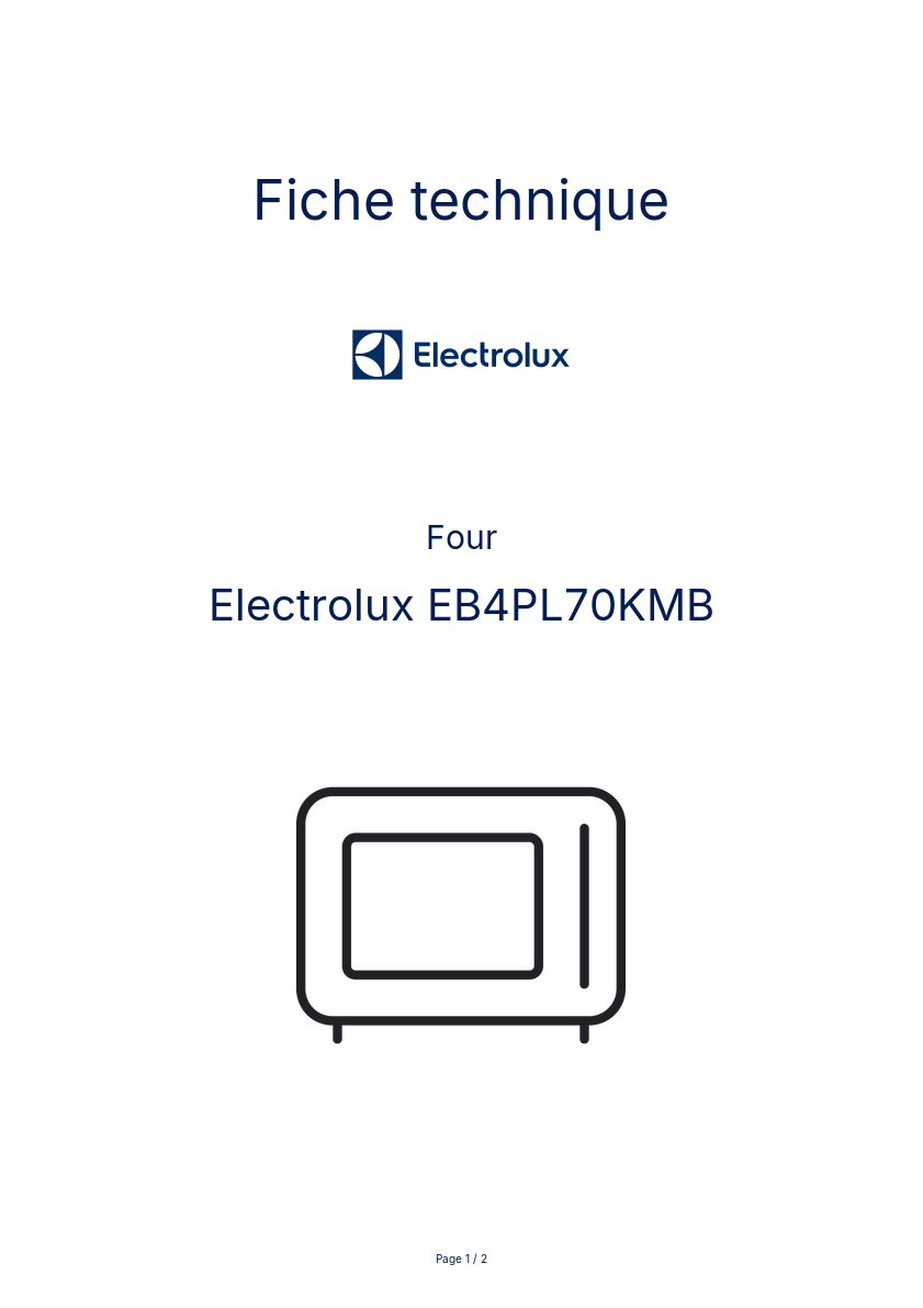 Page n°1 - Fiche technique Electrolux EB4PL70KMB